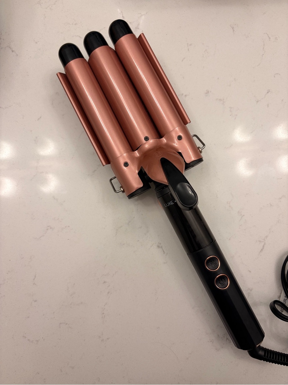 Luxe + Willow Triple Barrel Hair Waver in Rose Gold and Black